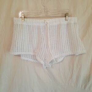 Celebrity Pink Swim White Crochet Swim Cover Up Shorts Tie Waist Womens Large